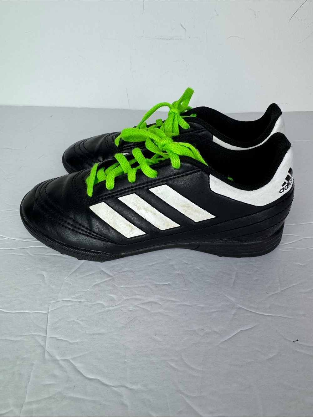 Adidas Black and Green Indoor Kids Soccer Shoes Size 1